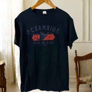 Fruit Of The Loom Men's HD Cotton Black Oceanside Fishing Club Graphic T-Shirt M